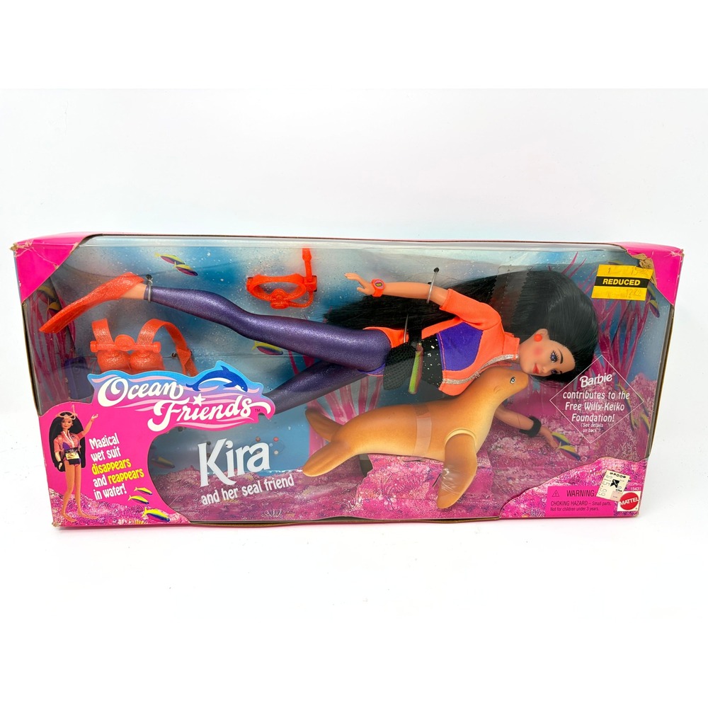 Vintage 1995 Mattel Ocean Friends Kira Doll and Seal Friend 15431 NIB